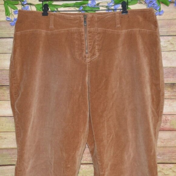Lane Bryant Venezia Brown Velvet Velour Stretch Pants Size 22 Tall Retro Wide - Picture 2 of 7